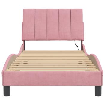 Bettgestell mit LED-Leuchten Rosa 90x200 cm Samt