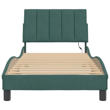 Bettgestell mit LED-Leuchten Dunkelgrün 90x190 cm Samt