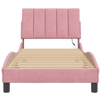 Bettgestell mit LED-Leuchten Rosa 80x200 cm Samt