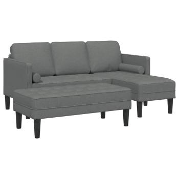 L-förmiges Sofa Set aus 2 Dunkelgrau Polyester