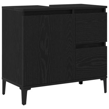 Badezimmermöbel-Set 3-teilig Schwarze Eiche Holzwerkstoff