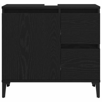 Badezimmermöbel-Set 3-teilig Schwarze Eiche Holzwerkstoff