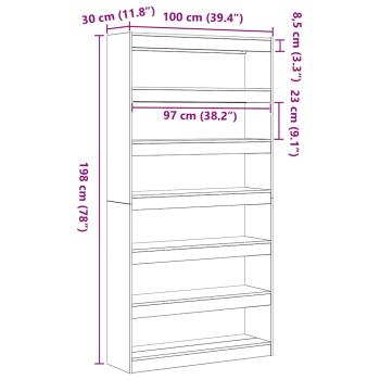 Bücherregal Sonoma Eiche Holzwerkstoff 100 x 30 x 198 cm Regale