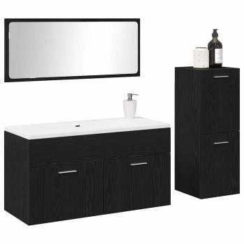Badezimmermöbel Set Set aus 3 Schwarze Eiche