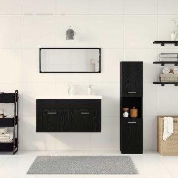 Badezimmermöbel-Set Set aus 3 Schwarz-Eiche Holzwerkstoff Slim