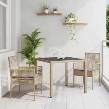 ARDEBO.de - Set von 2 Beige Poly-Rattan 90 x 90 x 75 cm