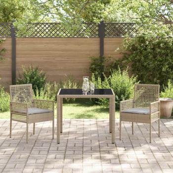 Set von 2 Beige Poly-Rattan 90 x 90 x 75 cm
