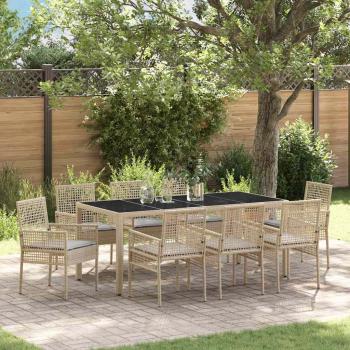 Garten Essgruppe 9 pcs Beige Poly-Rattan