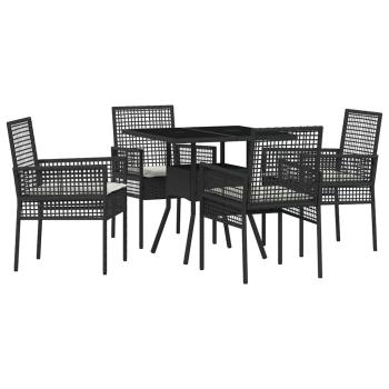 Esstischset Set aus 5 Schwarz Rattan und Metall Langlebig