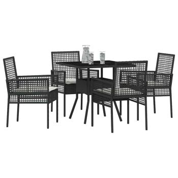 Esstischset Set aus 5 Schwarz Rattan und Metall Langlebig