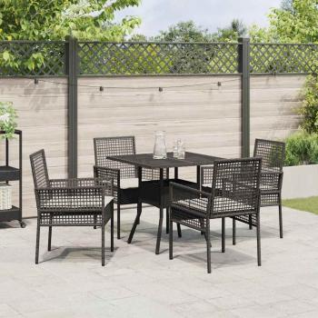 Esstischset Set aus 5 Schwarz Rattan und Metall Langlebig