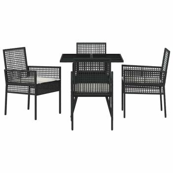 Esstischset Set aus 5 Schwarz Rattan und Metall Langlebig