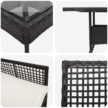 Esstischset Set aus 5 Schwarz Rattan und Metall Langlebig