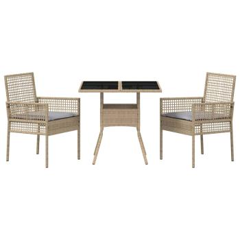 Essmöbel Set 3-teilig Beige Rattan und Polyester Langlebig