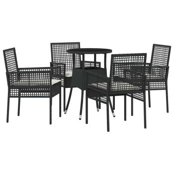 Esszimmermöbelset Set aus 5 Schwarz Poly-Rattan Stabil