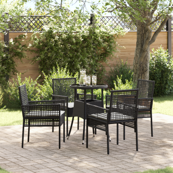 Esszimmermöbelset Set aus 5 Schwarz Poly-Rattan Stabil