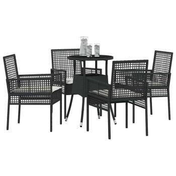 Esszimmermöbelset Set aus 5 Schwarz Poly-Rattan Stabil