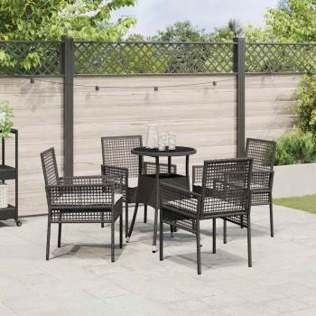 Esszimmermöbelset Set aus 5 Schwarz Poly-Rattan Stabil