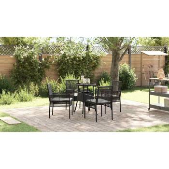 Esszimmermöbelset Set aus 5 Schwarz Poly-Rattan Stabil