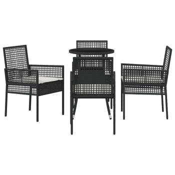 Esszimmermöbelset Set aus 5 Schwarz Poly-Rattan Stabil