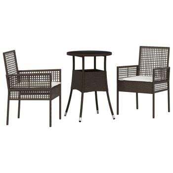 Esszimmermöbel Set 3-teilig Braun Rattan, Metall Robust