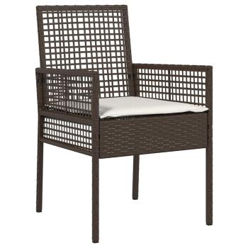 Esszimmermöbel Set 3-teilig Braun Rattan, Metall Robust