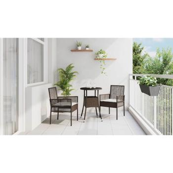 Esszimmermöbel Set 3-teilig Braun Rattan, Metall Robust