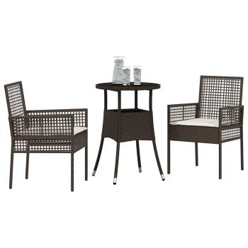 Esszimmermöbel Set 3-teilig Braun Rattan, Metall Robust