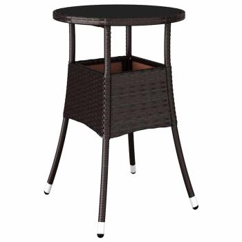 Esszimmermöbel Set 3-teilig Braun Rattan, Metall Robust