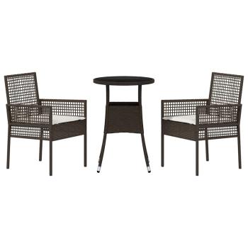 Esszimmermöbel Set 3-teilig Braun Rattan, Metall Robust