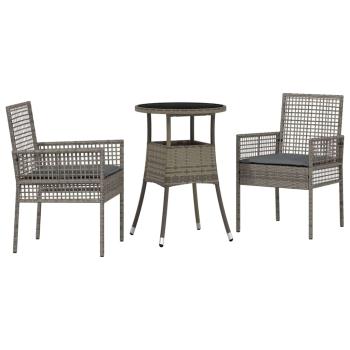 Esszimmermöbel Set Set aus 3 Grau Rattan Langlebig