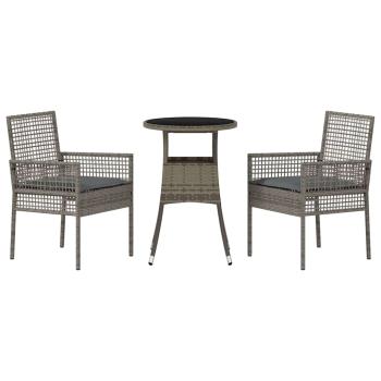 Esszimmermöbel Set Set aus 3 Grau Rattan Langlebig