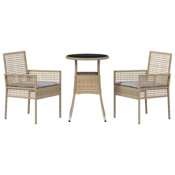 Essmöbel Set Set aus 3 Beige Rattan, Glas Langlebig