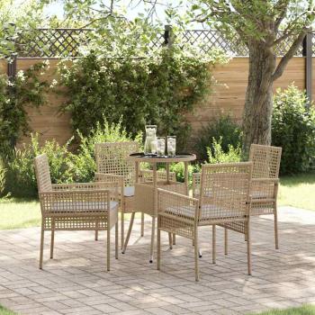 ARDEBO.de - Essmöbelset 5-teilig Beige Poly-Rattan Langlebig