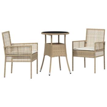 Essmöbel Set 3-teilig Beige Rattan, Metall Langlebig
