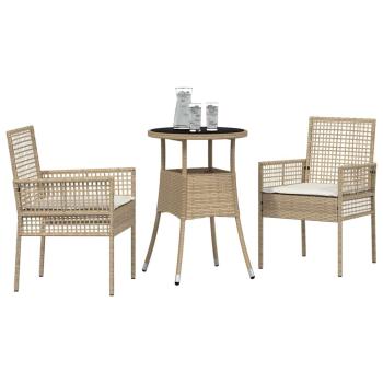 Essmöbel Set 3-teilig Beige Rattan, Metall Langlebig