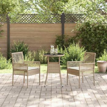 Essmöbel Set 3-teilig Beige Rattan, Metall Langlebig