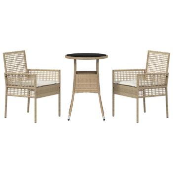 Essmöbel Set 3-teilig Beige Rattan, Metall Langlebig