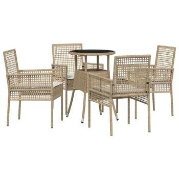 Esszimmermöbel Set 5-teilig Beige Rattan Langlebig