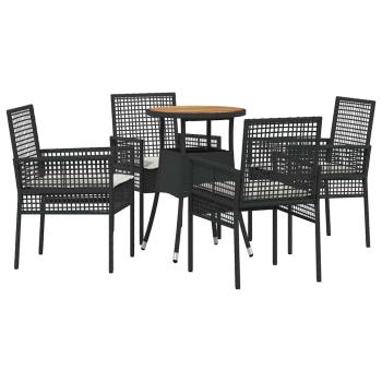 Essmöbel Set Set von 5 Schwarz Rattan, Polyester Langlebig