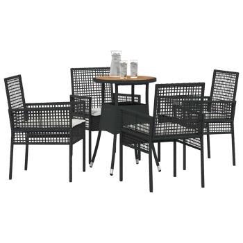 Essmöbel Set Set von 5 Schwarz Rattan, Polyester Langlebig