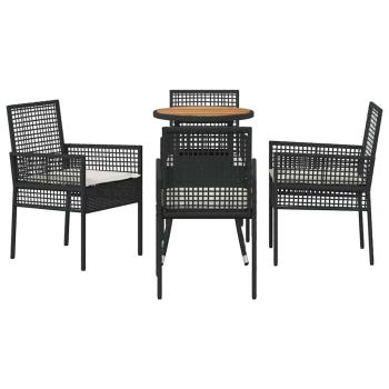 Essmöbel Set Set von 5 Schwarz Rattan, Polyester Langlebig