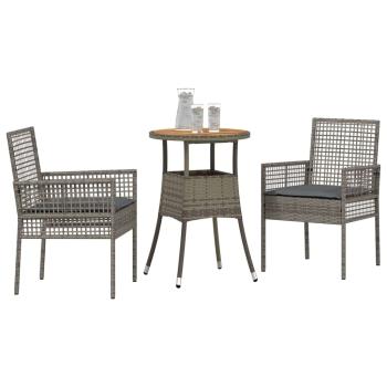 Essmöbel Set Set aus 3 Grau Rattan, Metall
