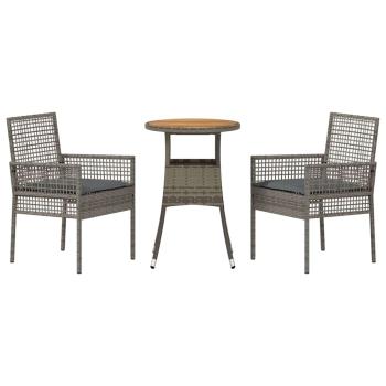 Essmöbel Set Set aus 3 Grau Rattan, Metall