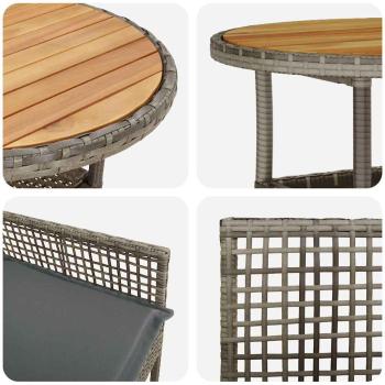 Essmöbel Set 5-teilig Grau Rattan, Glas Langlebig Rund Modern