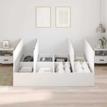 Bettgestell Weiß Holz King Stauraum Rechteckig Minimalistisch