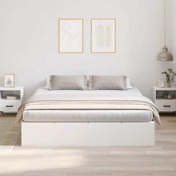 Bettgestell Weiß Holz King Stauraum Rechteckig Minimalistisch