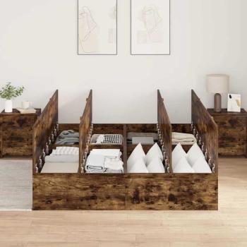 Bettgestell Geräucherte Eiche Holzwerkstoff Standard Doppel