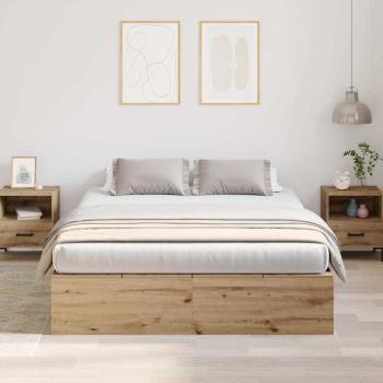 Bettgestell Artisan Eiche Furnierter Holzwerkstoff Doppel
