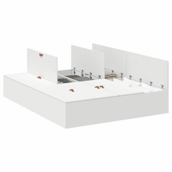 Bettgestell Weiß MDF Standard Doppel Stauraumbett Rechteckig